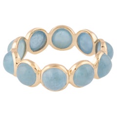 Aquamarine Round Ring In 18K Yellow Gold