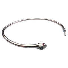 Aquamarine Ruby Bangle Bracelet Snake Victorian Style