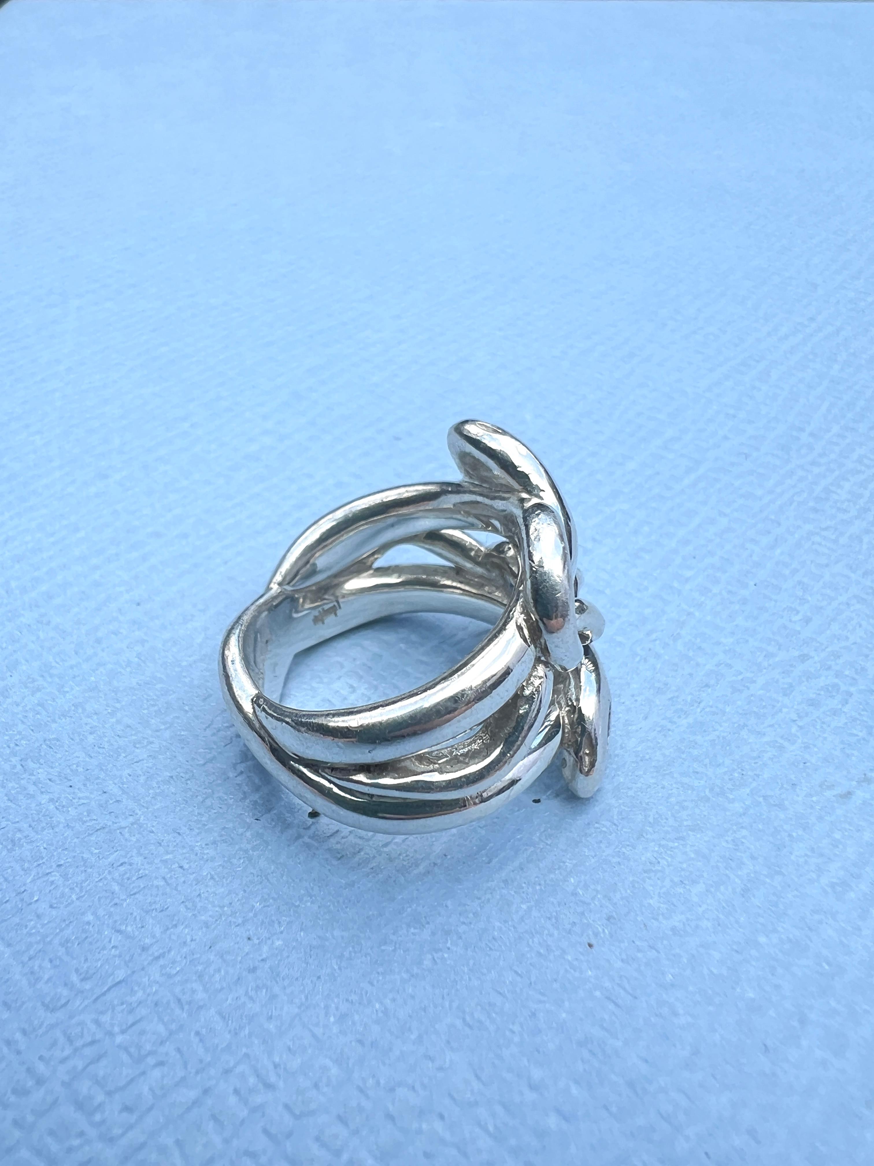 Anillo de cóctel de serpiente con marqués de rubí y aguamarina Plata J DAUPHIN 1