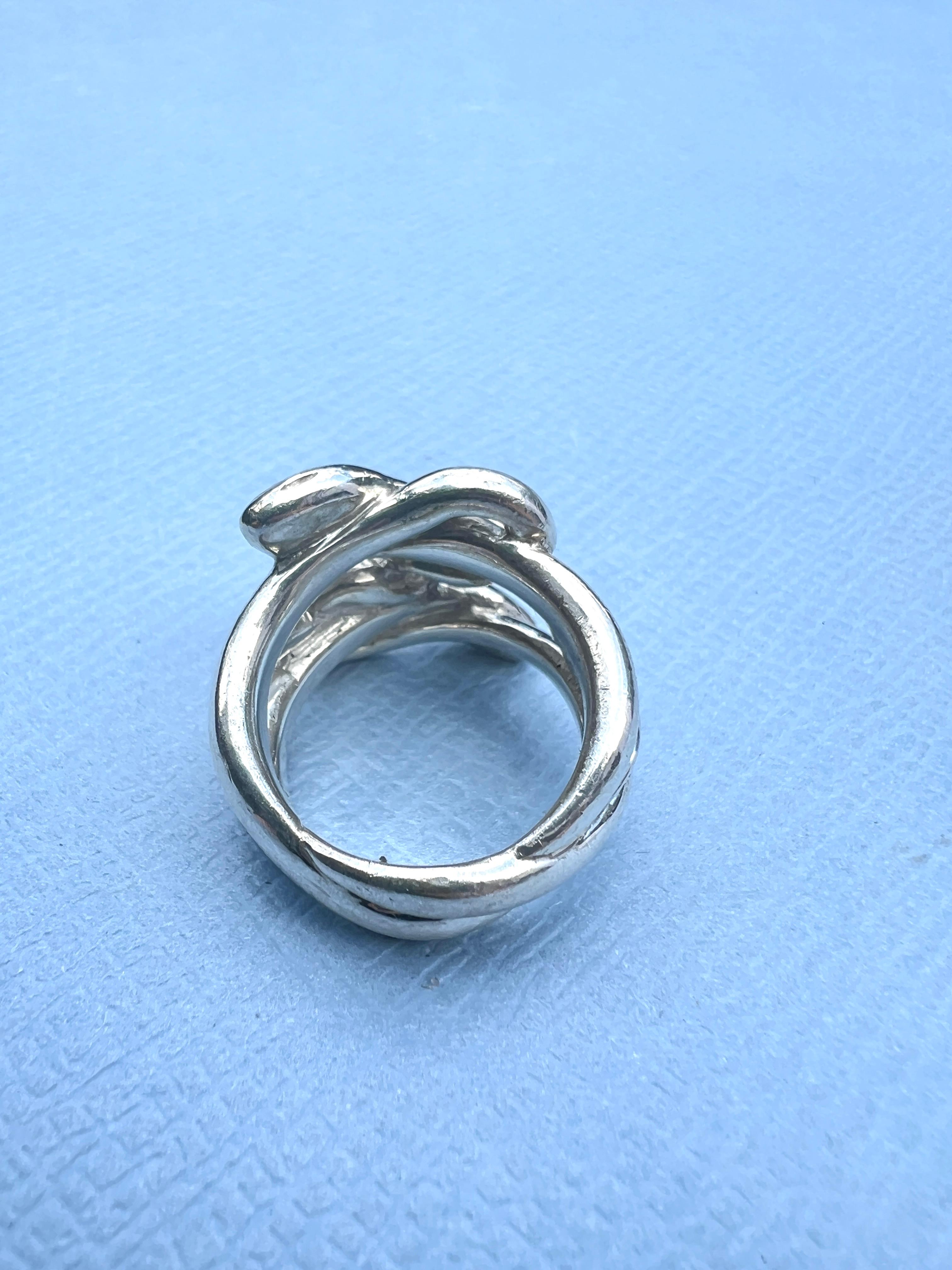 Anillo de cóctel de serpiente con marqués de rubí y aguamarina Plata J DAUPHIN 2