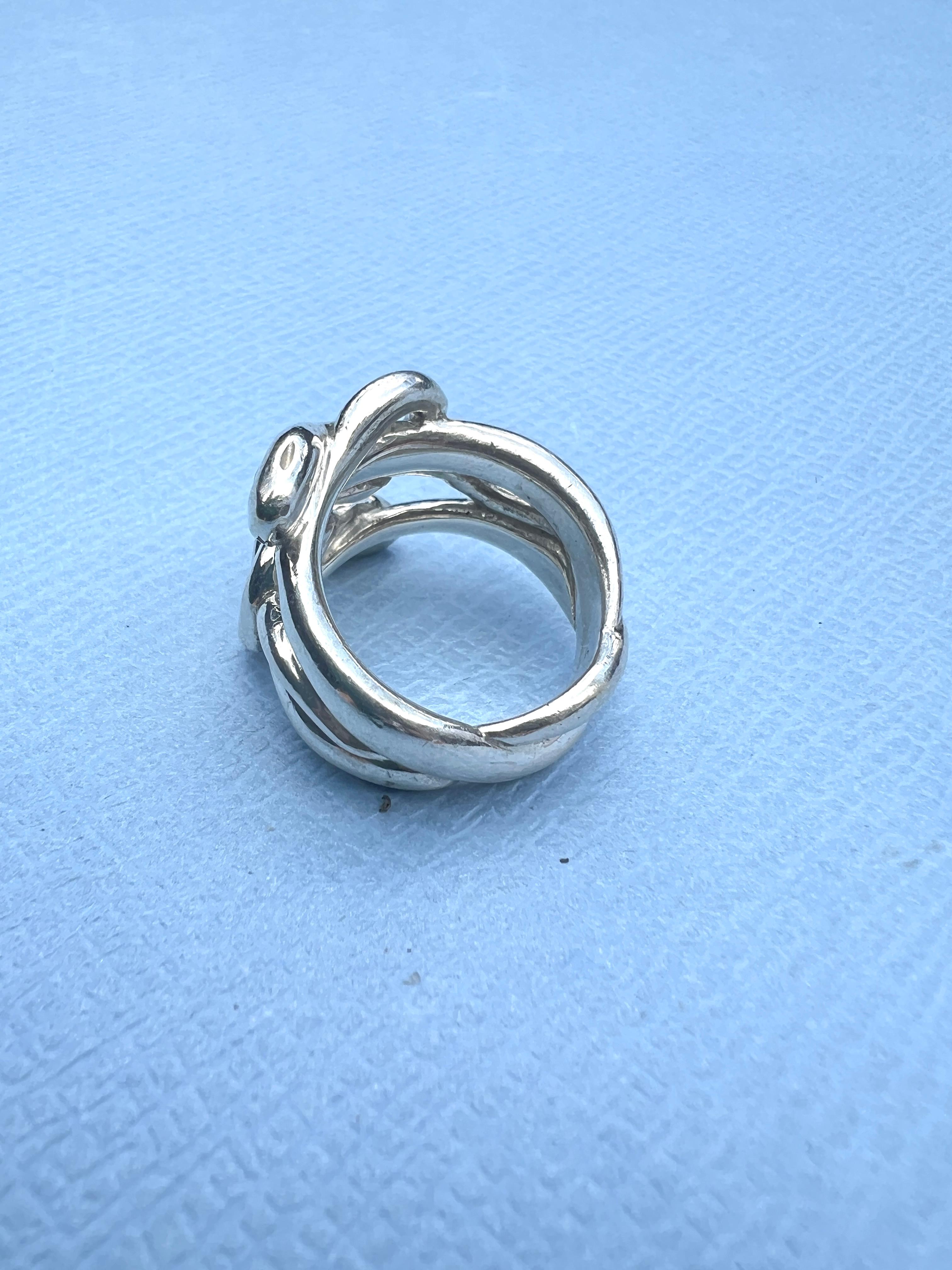Anillo de cóctel de serpiente con marqués de rubí y aguamarina Plata J DAUPHIN 3