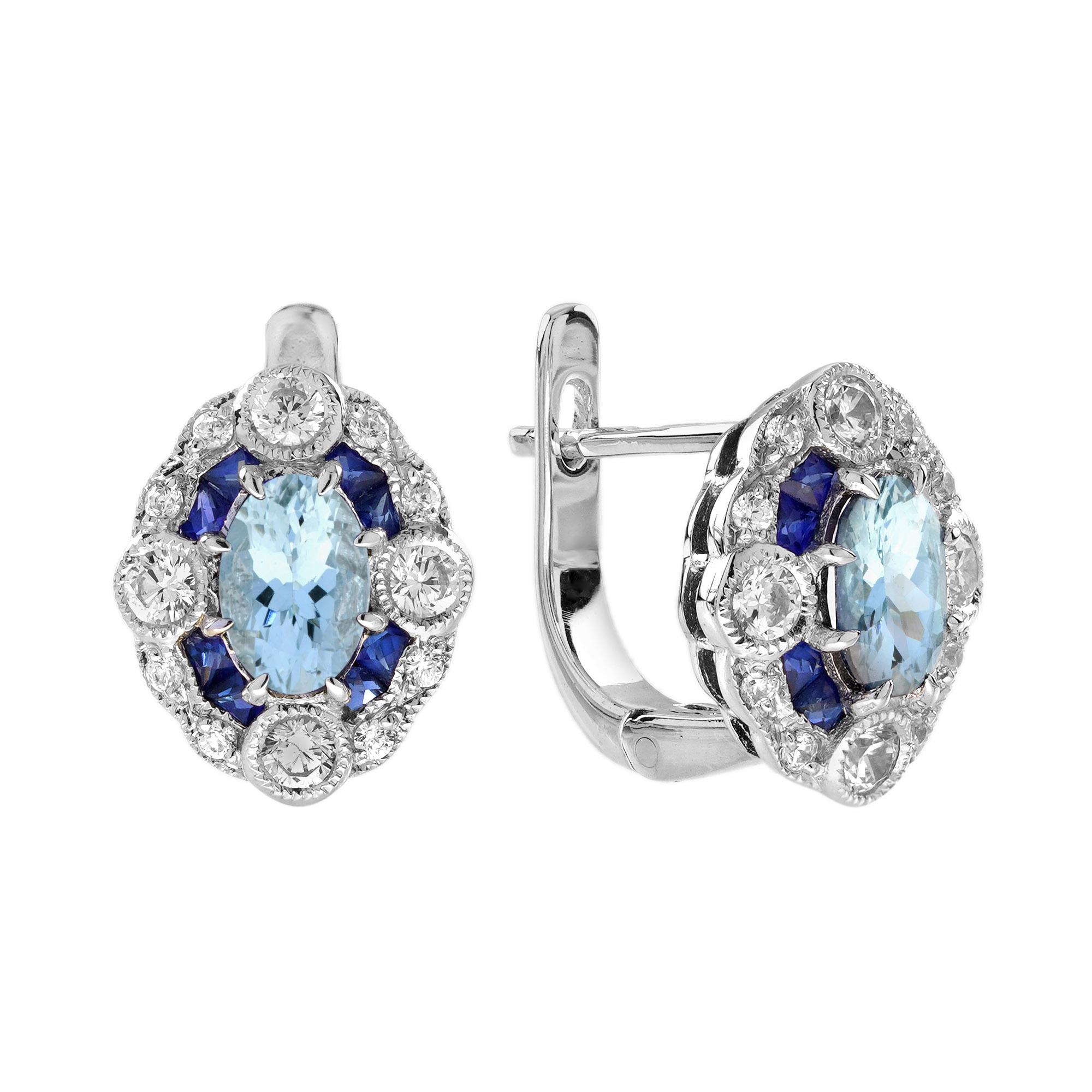 Introducing our stunning Aquamarine Sapphire Diamond Art Deco Style Jewelry Set, a unique expression of love and elegance. This exquisite piece features a captivating aquamarine at its heart, radiating a serene blue hue that symbolizes tranquility