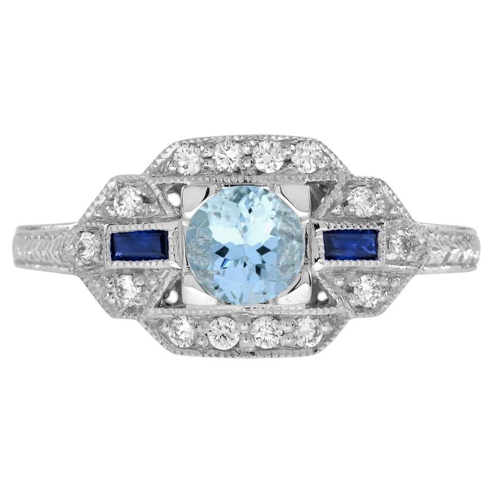 Customizable Aquamarine Sapphire Onyx Art Deco Style Target Engagement ...