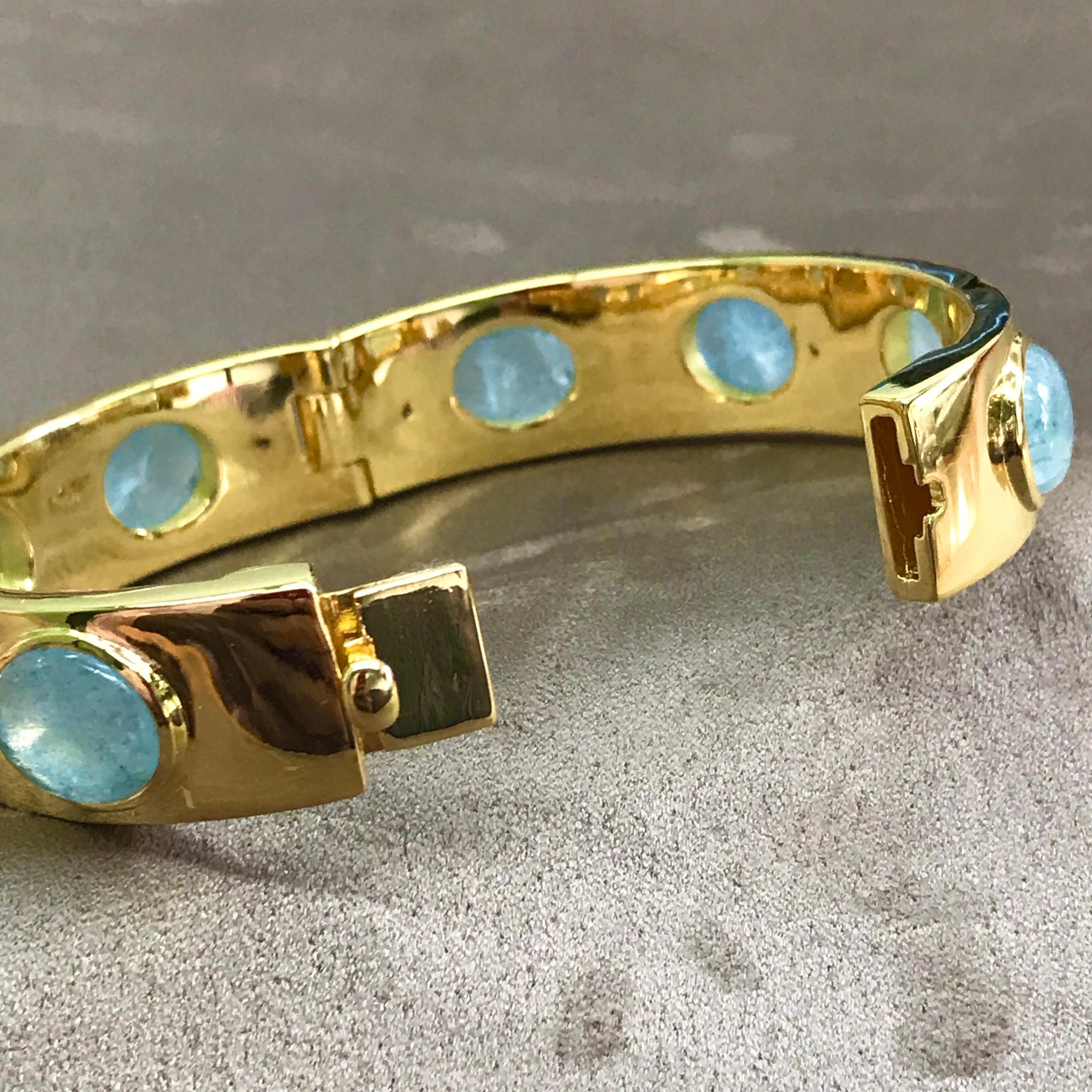 Women's Aquamarine set hinged cuff For Sale