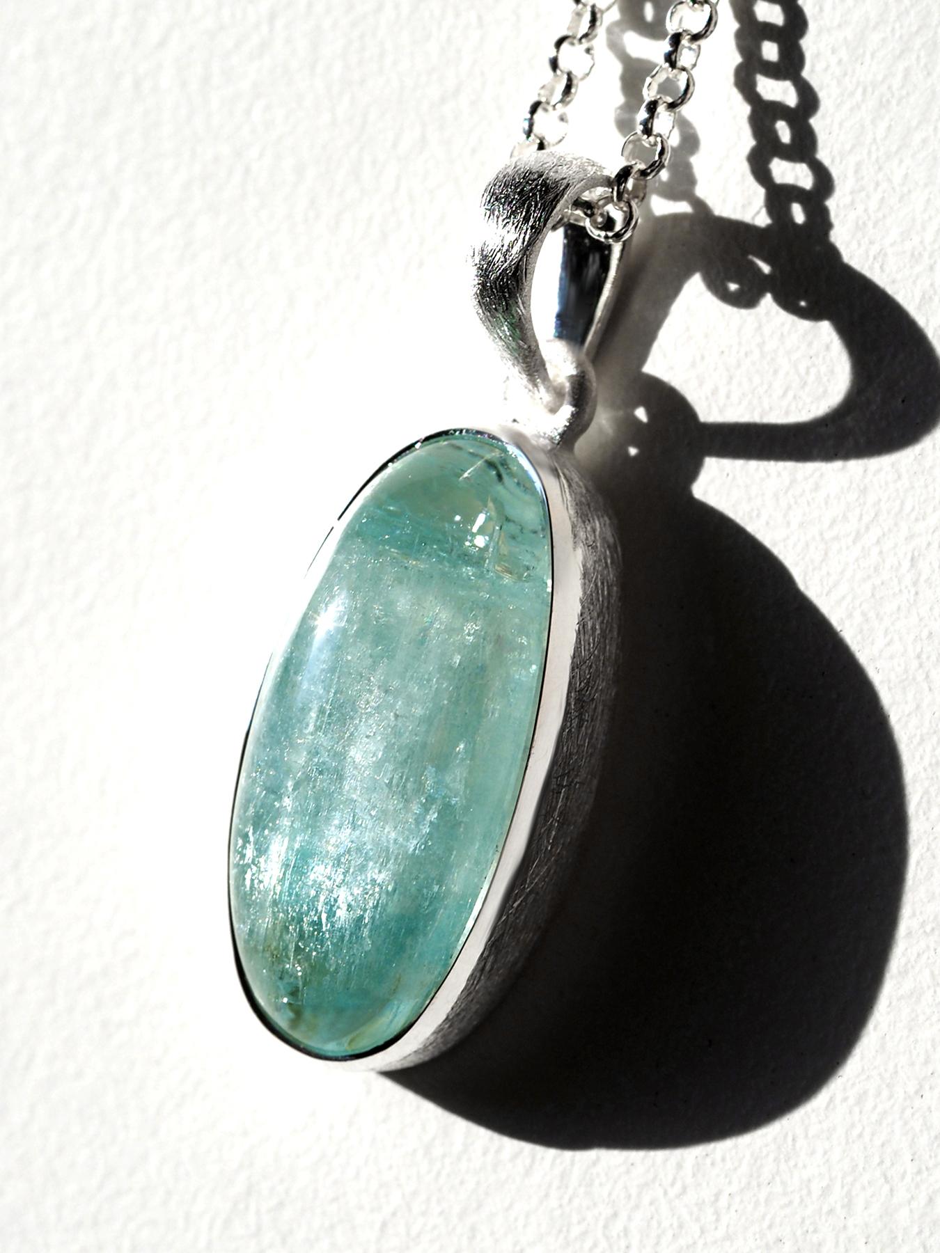 Aquamarine silver pendant 25027 en venta 4
