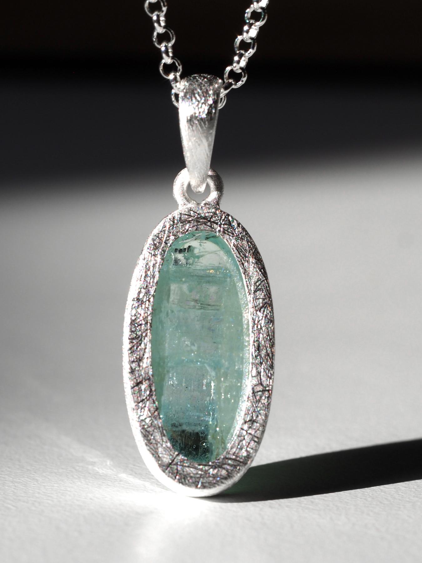 Aquamarine silver pendant 25027 en venta 5
