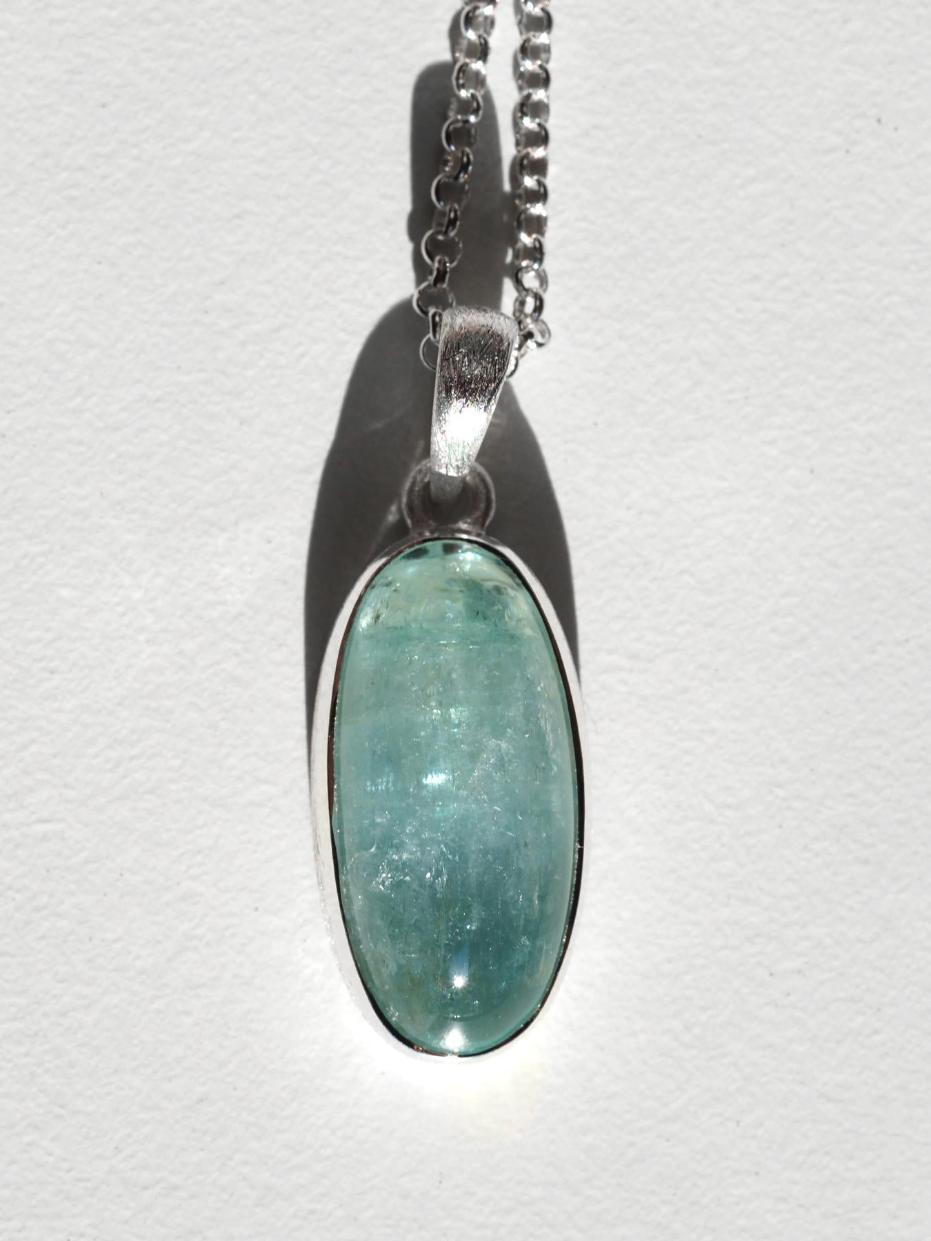 Femenino o masculino Aquamarine silver pendant 25027 en venta