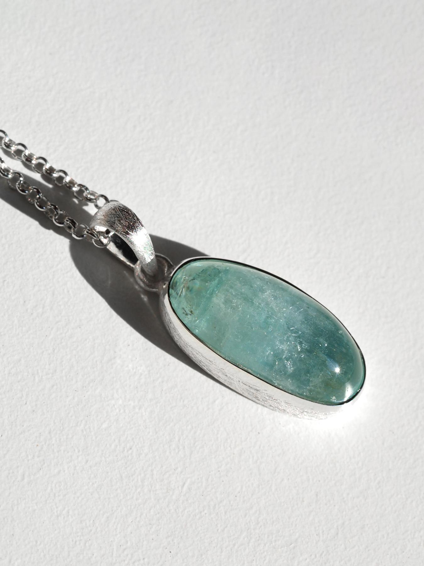 Aquamarine silver pendant 25027 en venta 1