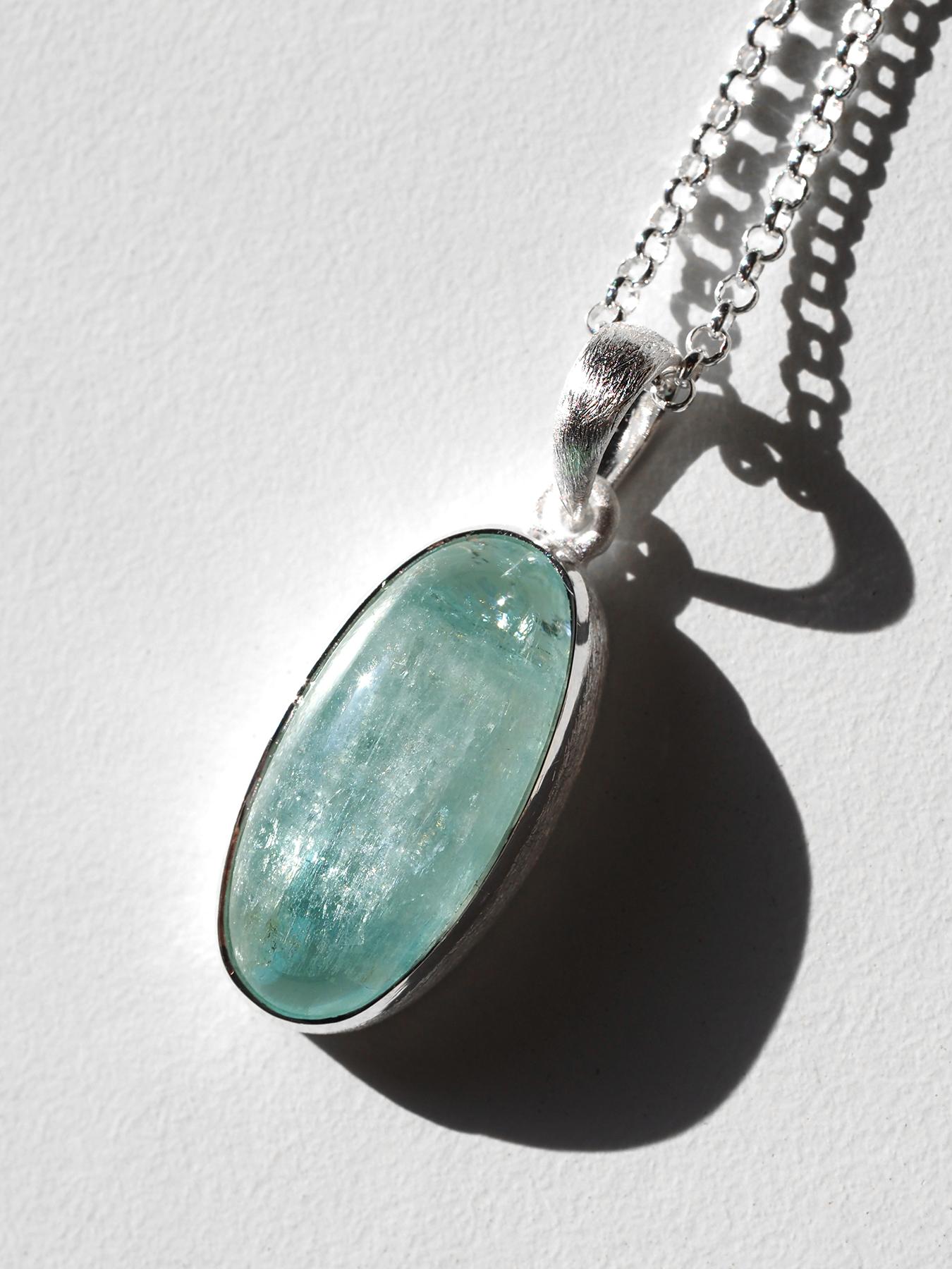 Aquamarine silver pendant 25027 en venta 2