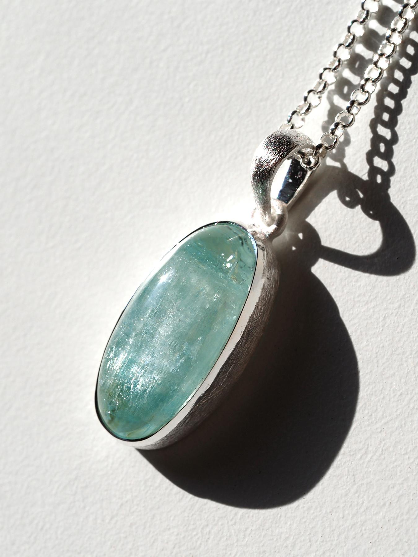Aquamarine silver pendant 25027 en venta 3