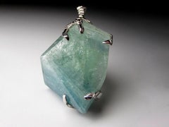 Ciondolo d'argento con acquamarina, cristallo naturale verde e blu, collana unisex di guarigione