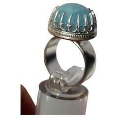 Retro Aquamarine Silver Ring
