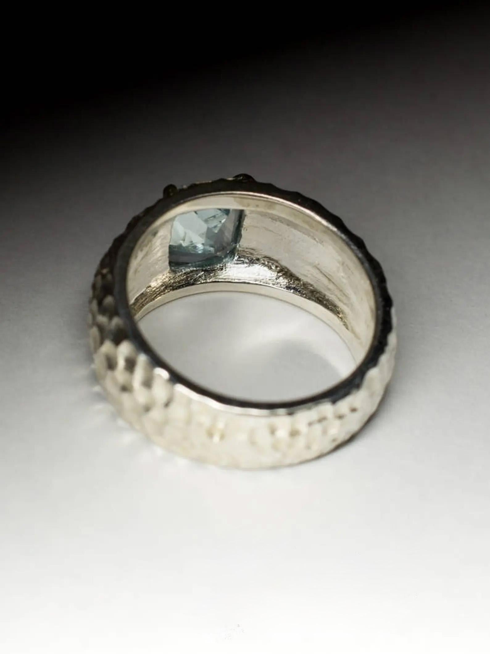Aquamarine Silver Ring Natural Organic Blue Beryl Gemstone Christmas Gif For Sale 4