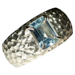 Aquamarine Silver Ring Natural Organic Blue Beryl Gemstone Christmas Gif