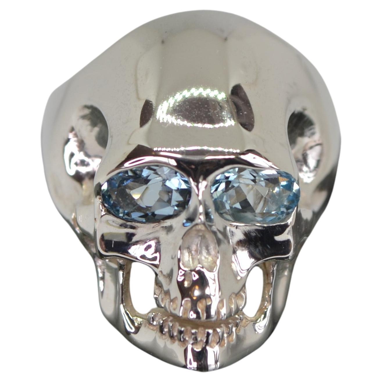 Aquamarine Skull Ring