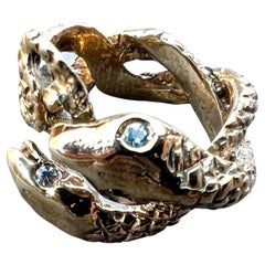 Aquamarine Snake Ring Bronze Cocktail Ring J Dauphin