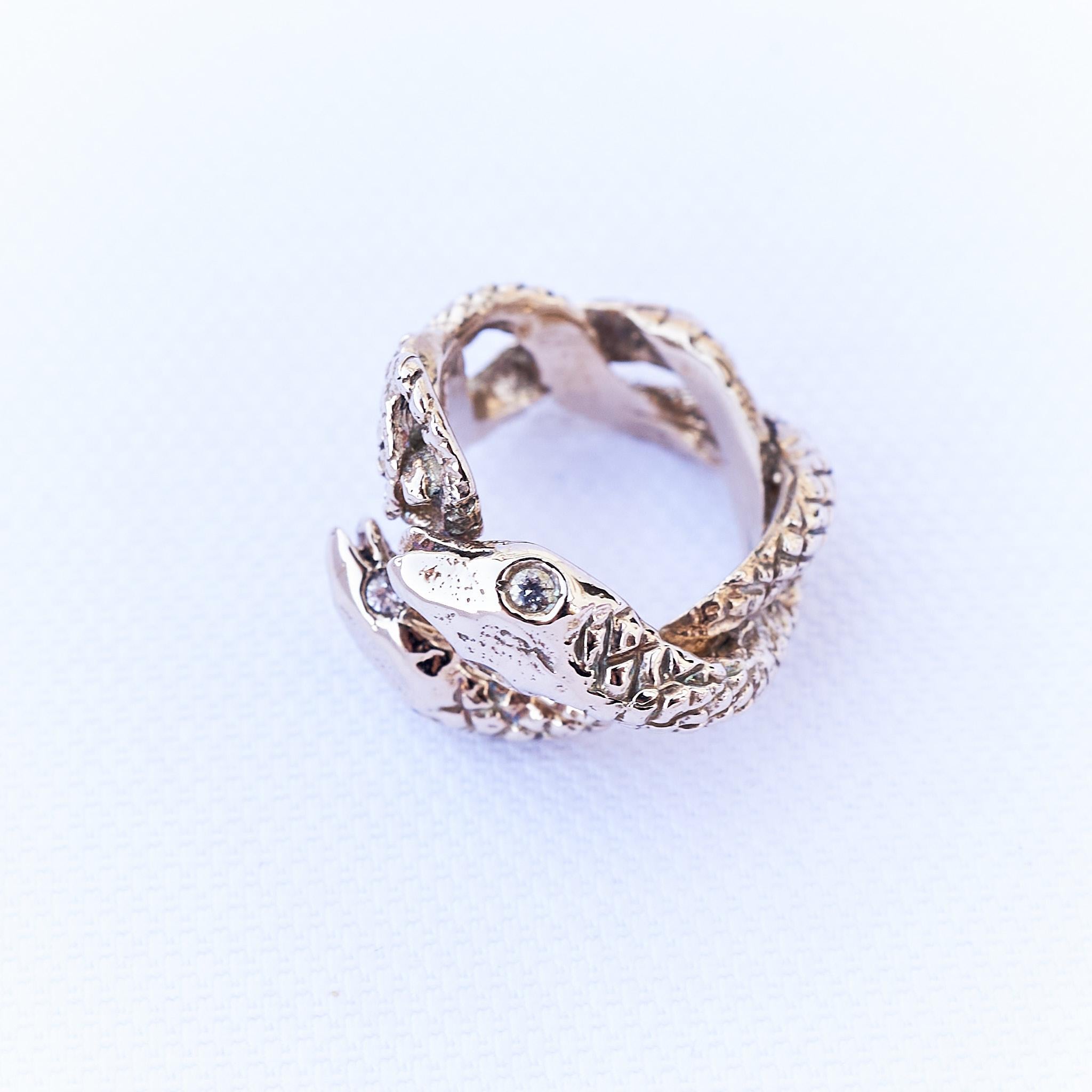 Victorian Aquamarine Snake Ring Cocktail Ring Bronze J Dauphin For Sale