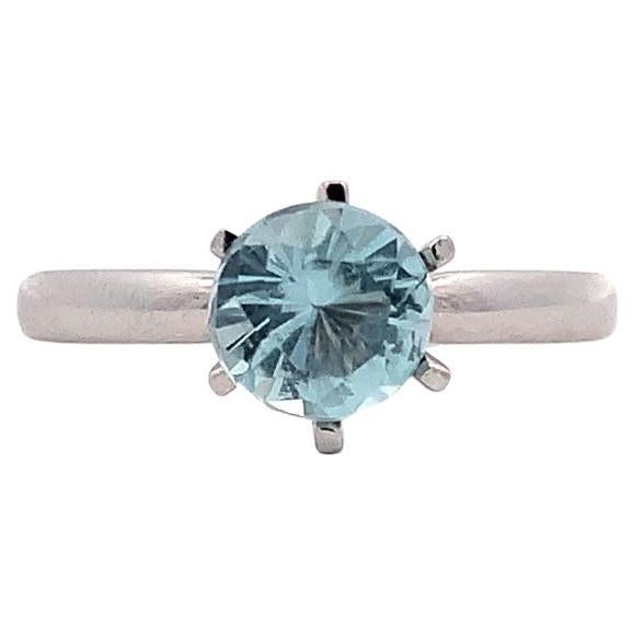 Anillo de compromiso solitario aguamarina oro blanco 18k