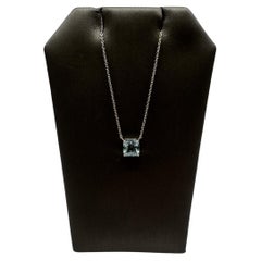Aquamarine Solitaire Necklace in 14kt White Gold – 1.07ctw Square Radiant Cut