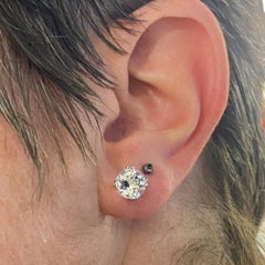 Aquamarine Solitaire Round Studs 2.9 Carats 14K White Gold Aqua Earrings