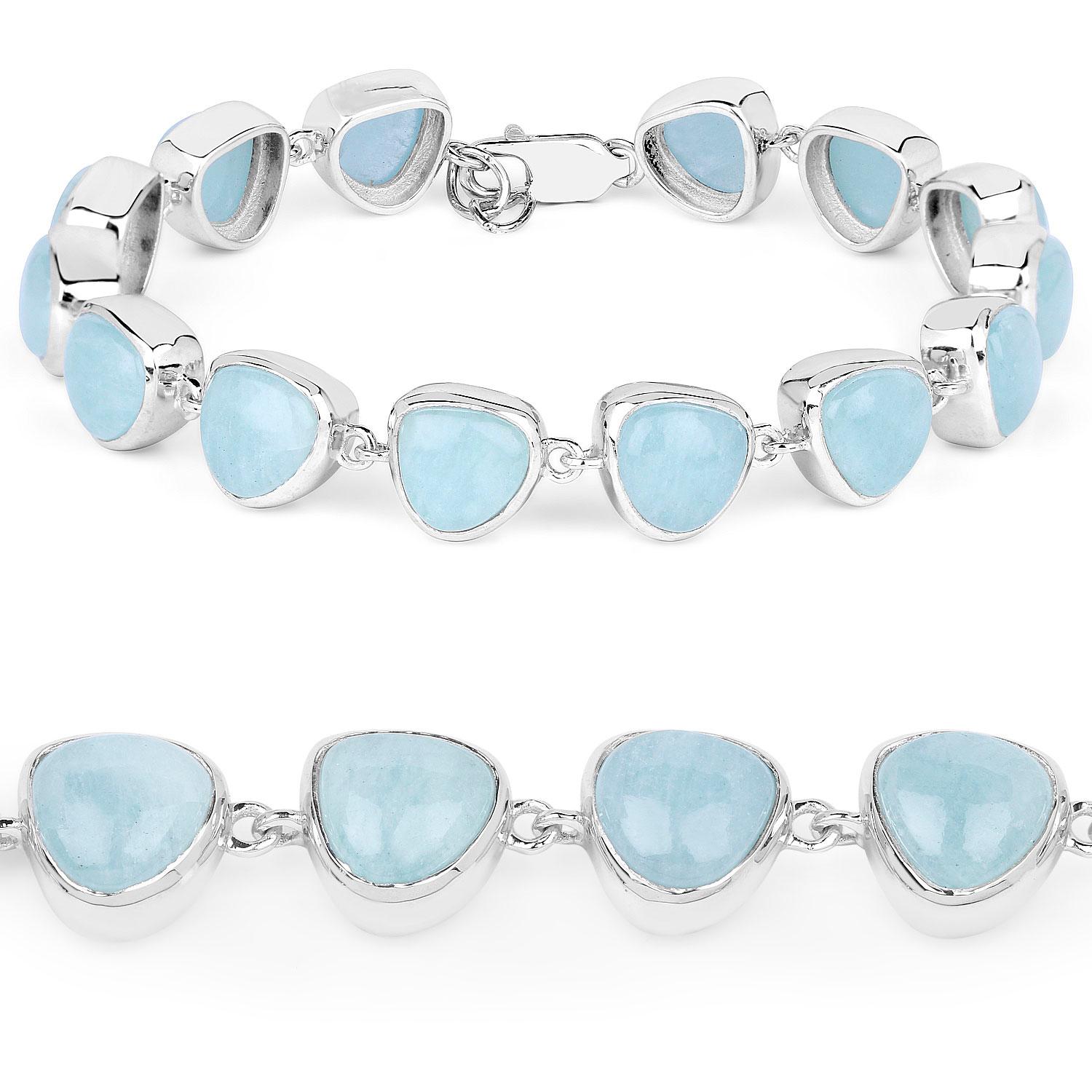 Pulsera de aguamarina 25,8 quilates Plata Contemporáneo en venta