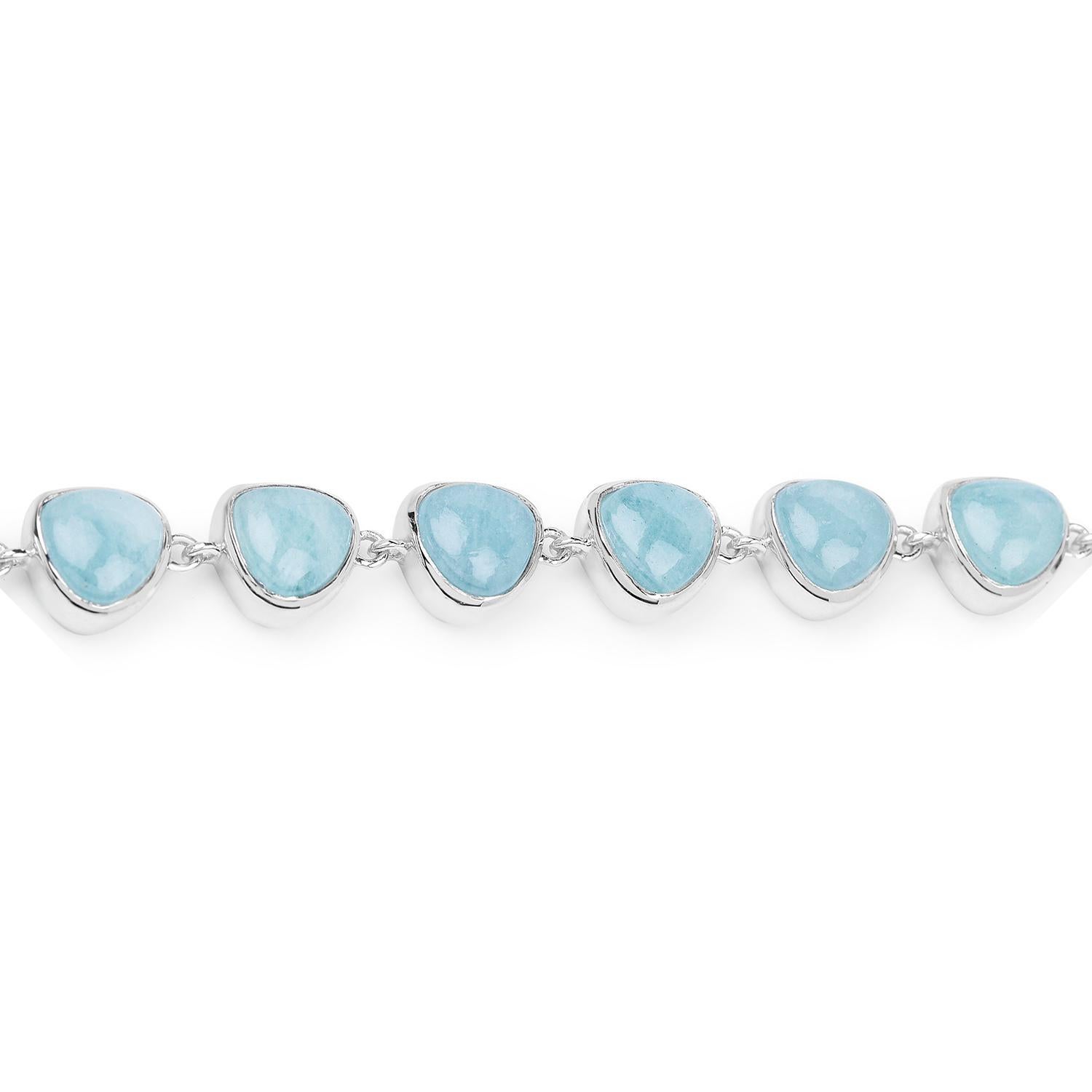 Pulsera de aguamarina 25,8 quilates Plata Cabujón en venta