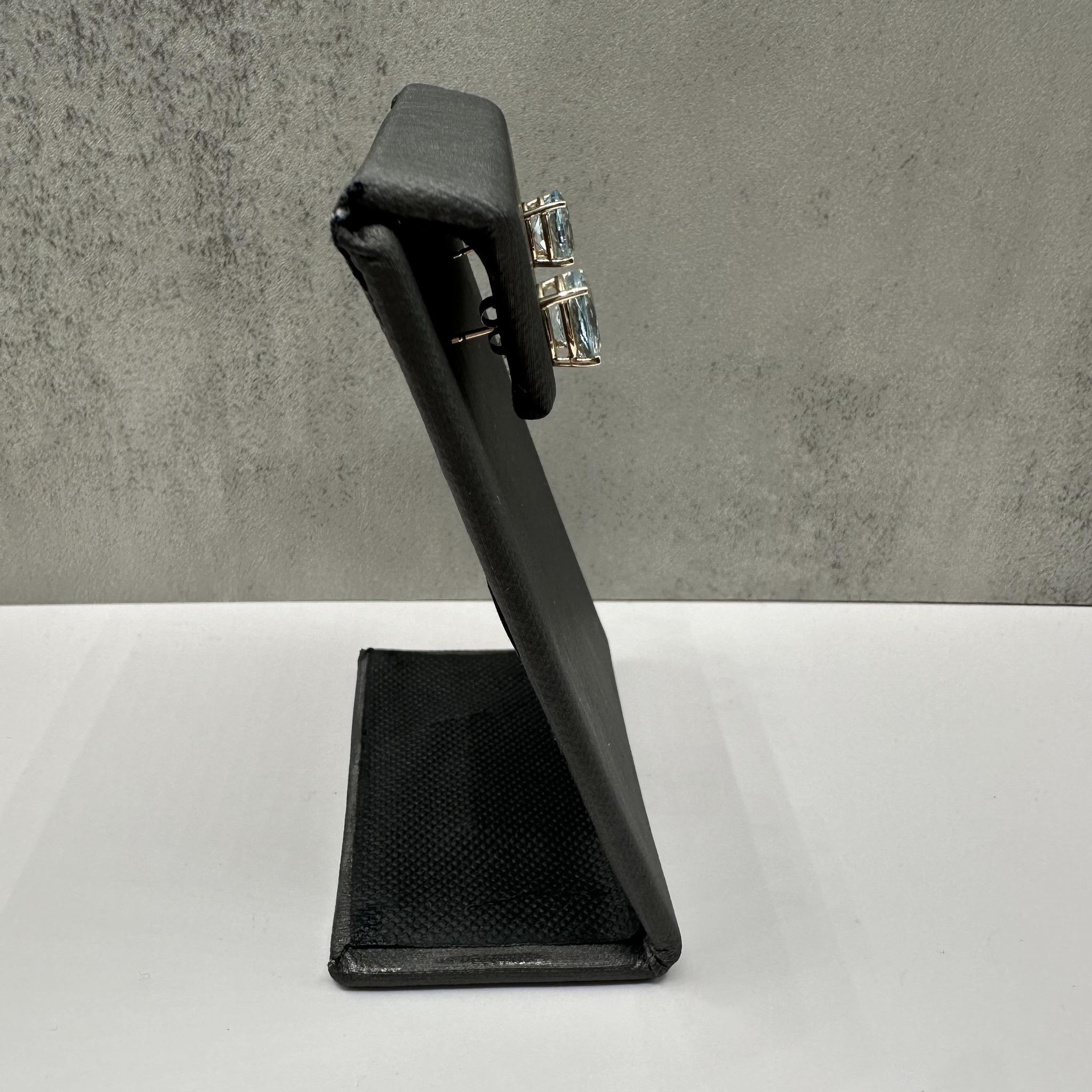 Taille ovale Boucles d'oreilles aigue-marine en or jaune 14kt - 3.21ctw, taille ovale, New en vente