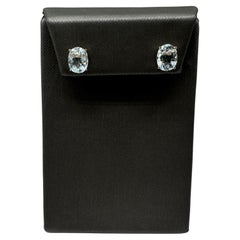 Orecchini con acquamarina in oro giallo 14kt - 3,21ctw, taglio ovale, nuovi