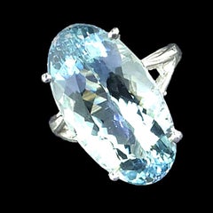 Aquamarine Stunning Oval in Sterling Silver Ring  March Birthstone