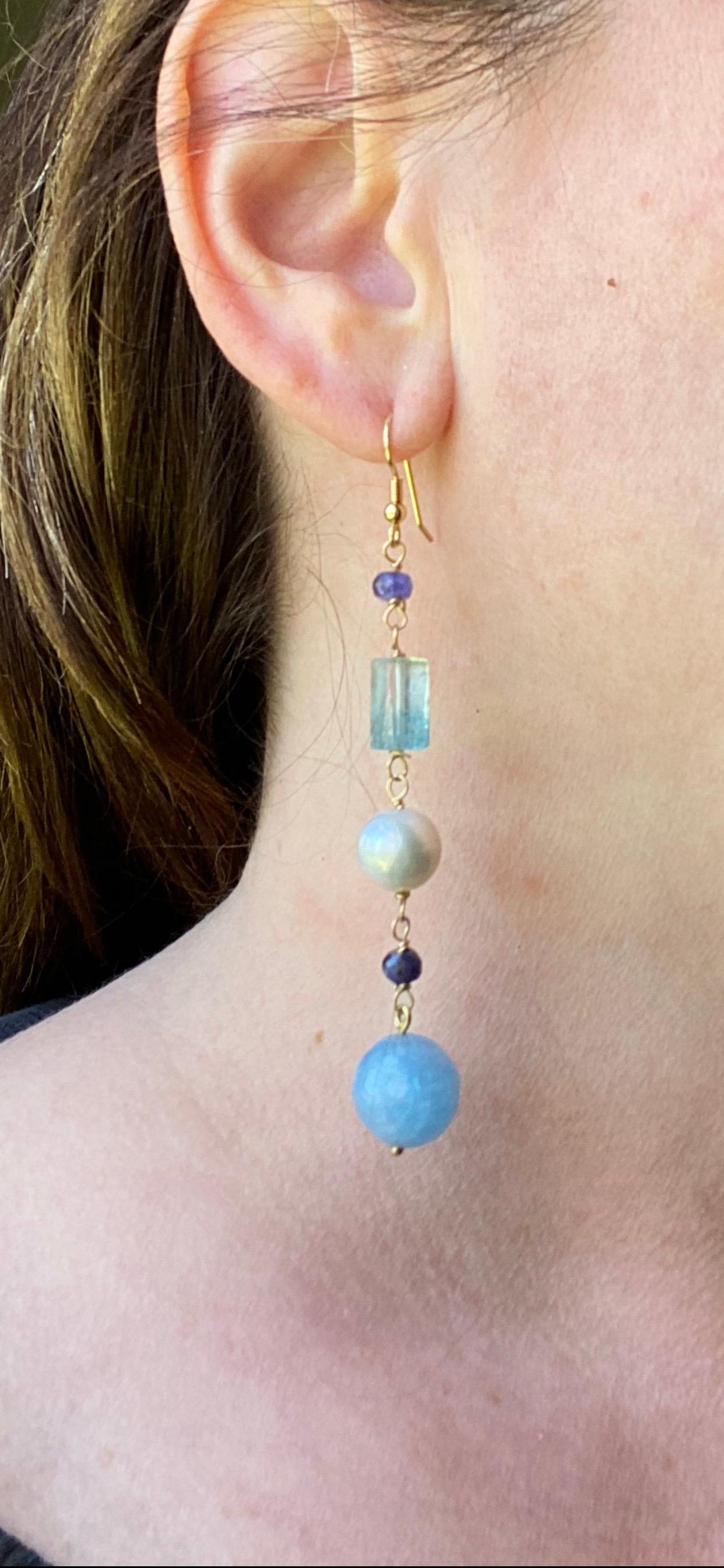 aquamarine pearl earrings