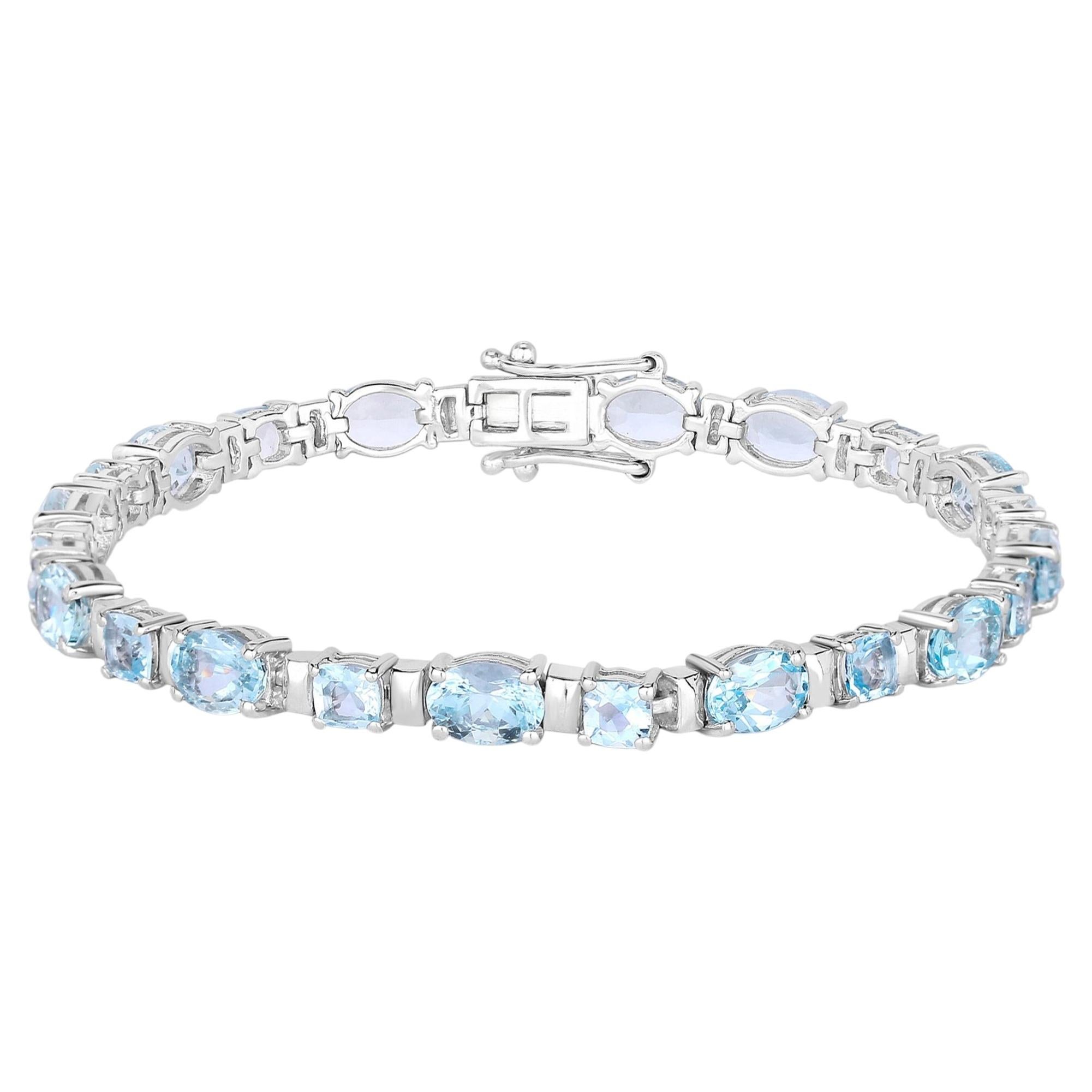 Pulsera de aguamarina 10 quilates Plata de Ley