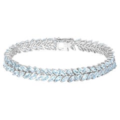 Bracelet de tennis en aigue-marine 10.1 carats en argent sterling