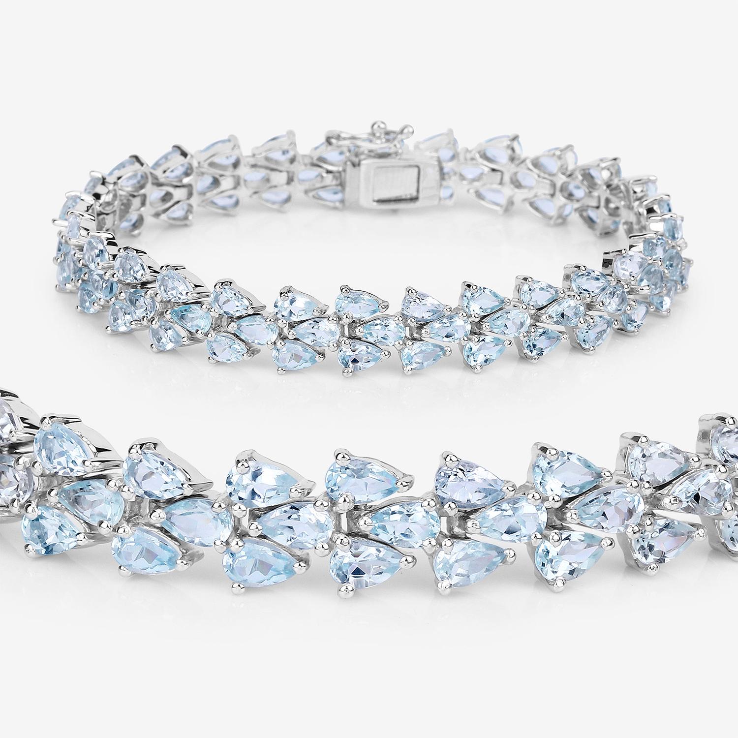 Aquamarin-Tennisarmband 14,1 Karat Sterling Silber (Zeitgenössisch) im Angebot
