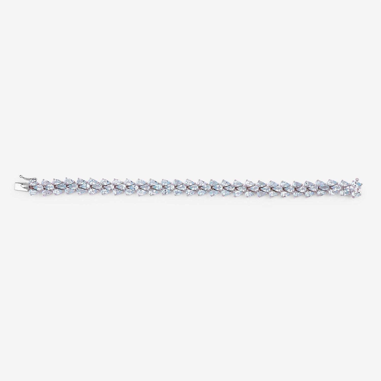 Aquamarin-Tennisarmband 14,1 Karat Sterling Silber für Damen oder Herren im Angebot