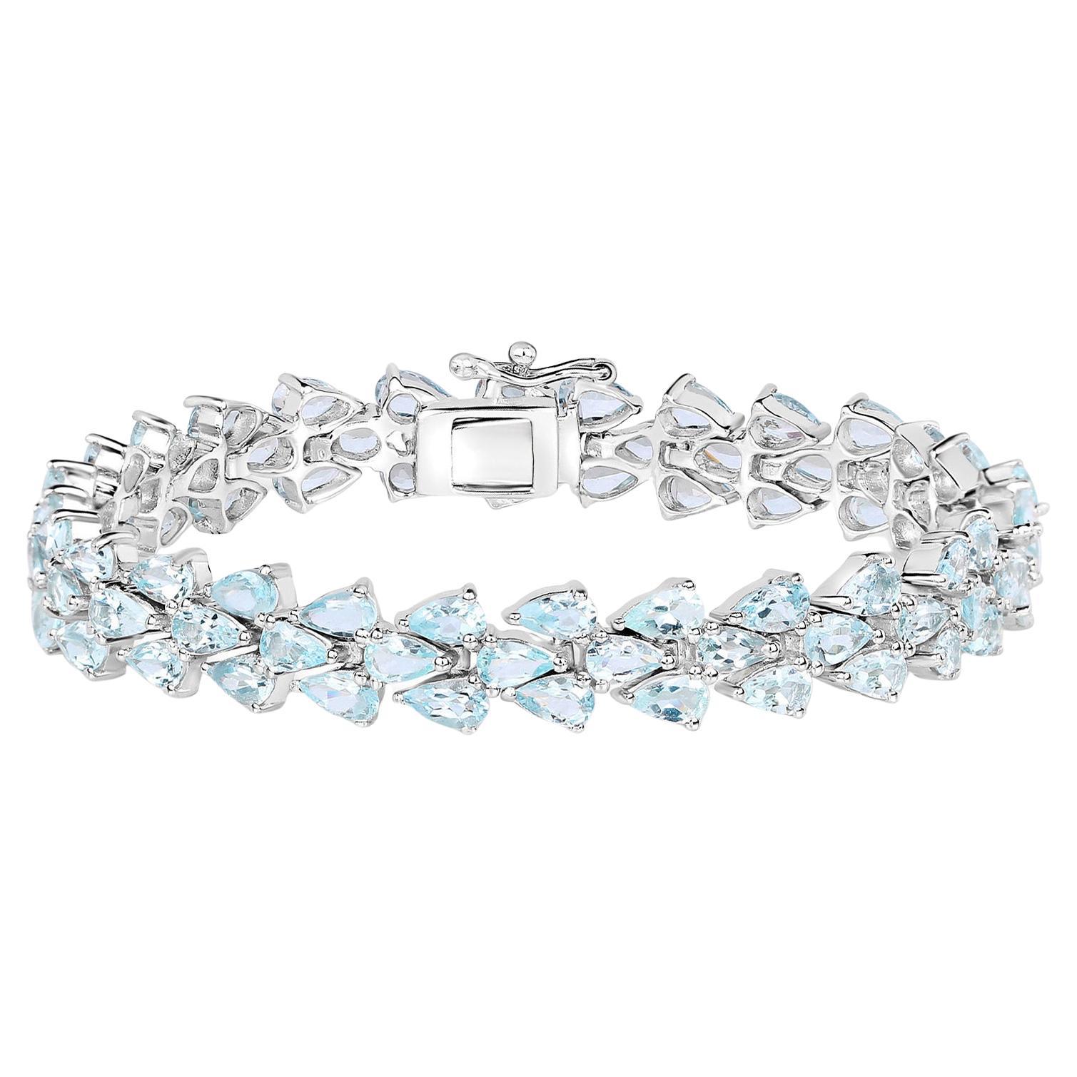 Aquamarin-Tennisarmband 14,1 Karat Sterling Silber