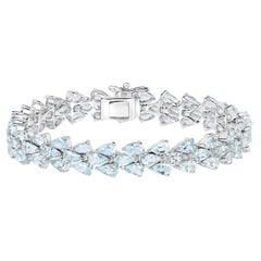 Aquamarin-Tennisarmband 14,1 Karat Sterling Silber
