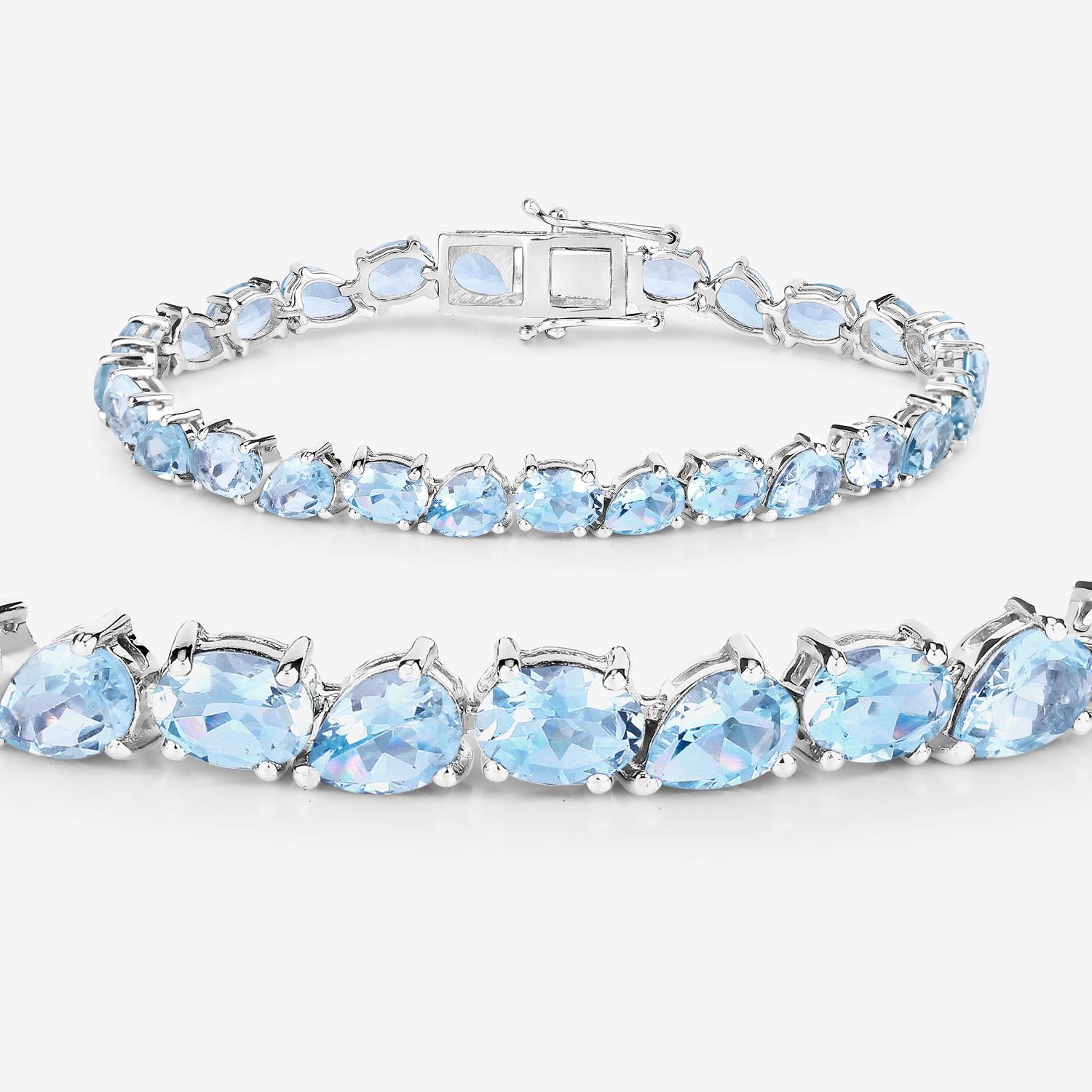 Contemporaneo Bracciale tennis con acquamarina 16.1 carati in argento sterling in vendita