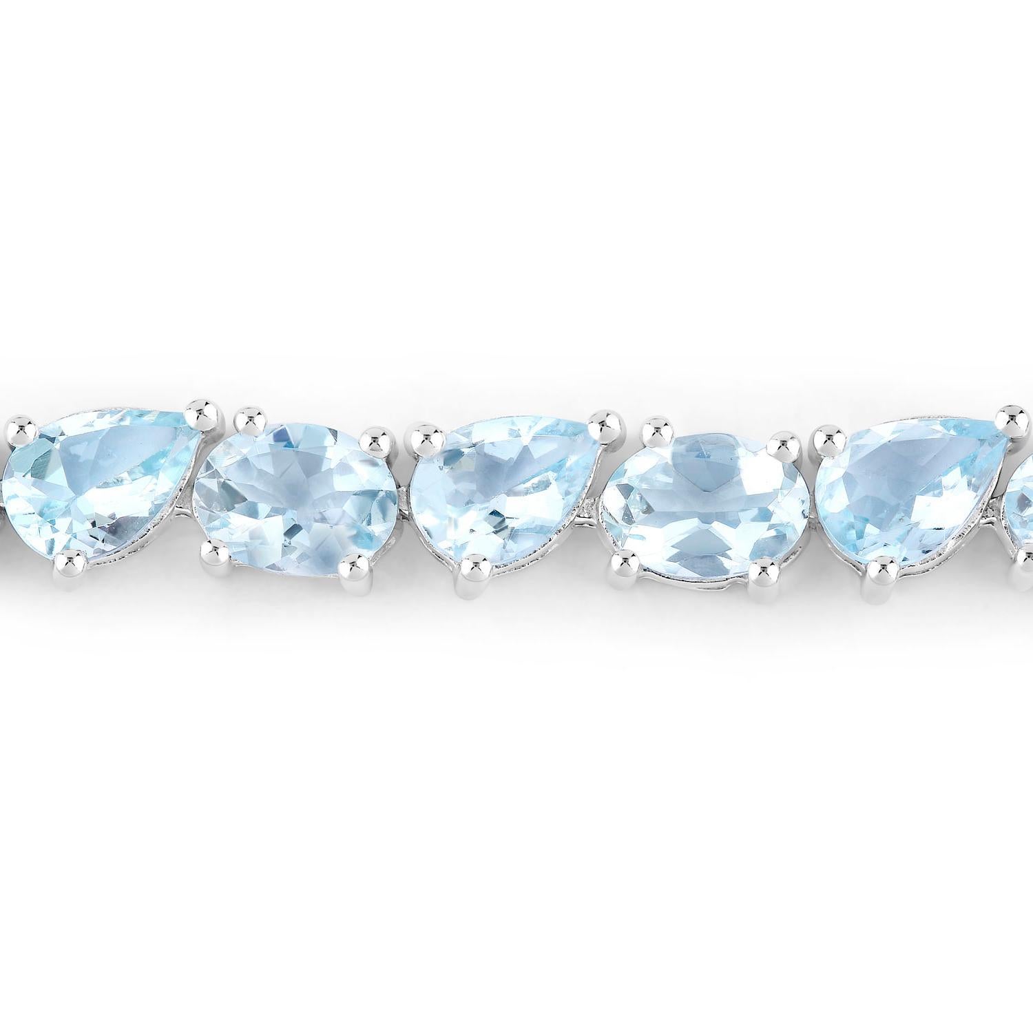 Taglio misto Bracciale tennis con acquamarina 16.1 carati in argento sterling in vendita