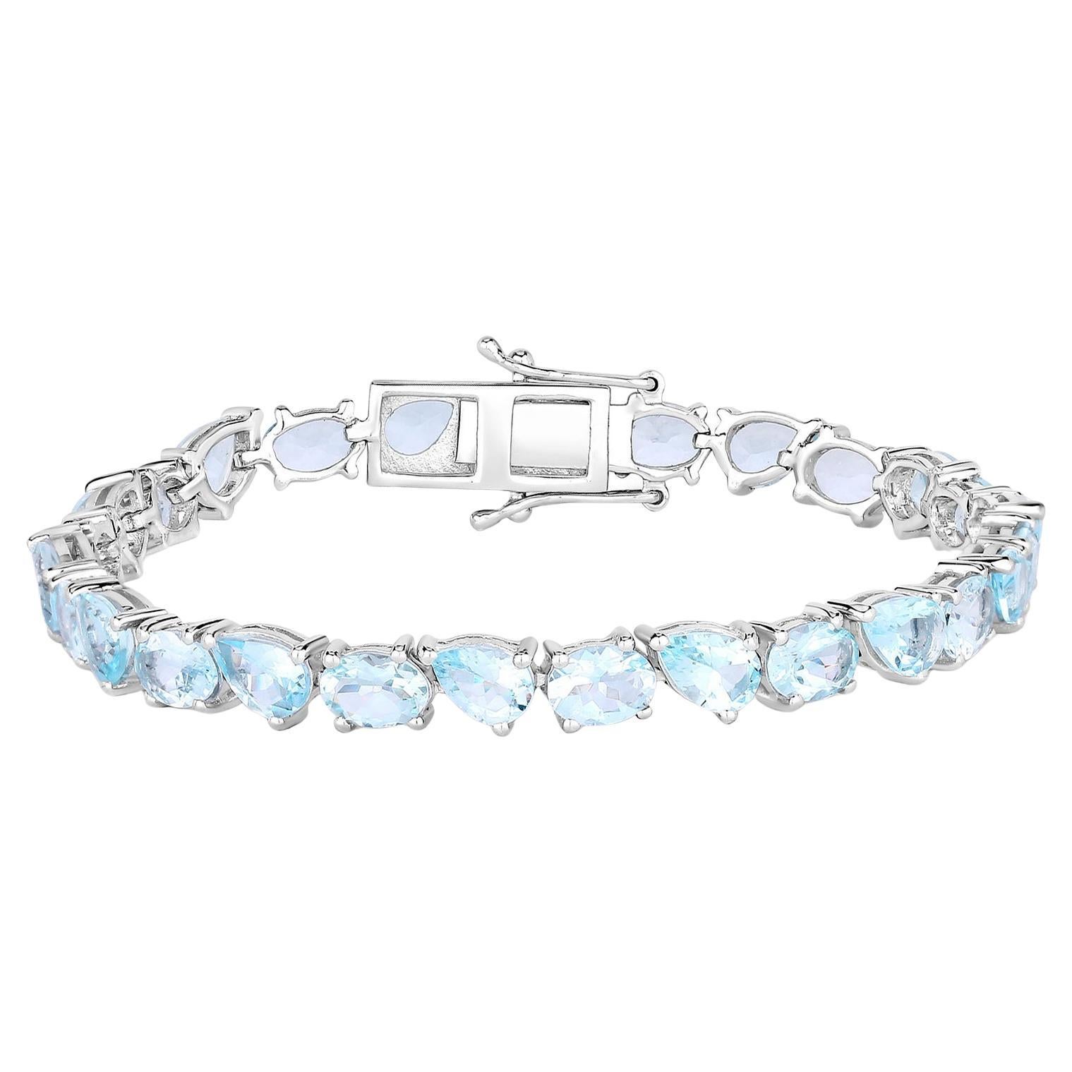 Bracciale tennis con acquamarina 16.1 carati in argento sterling in vendita