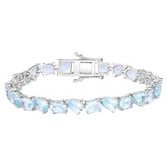 Bracciale tennis con acquamarina 16.1 carati in argento sterling