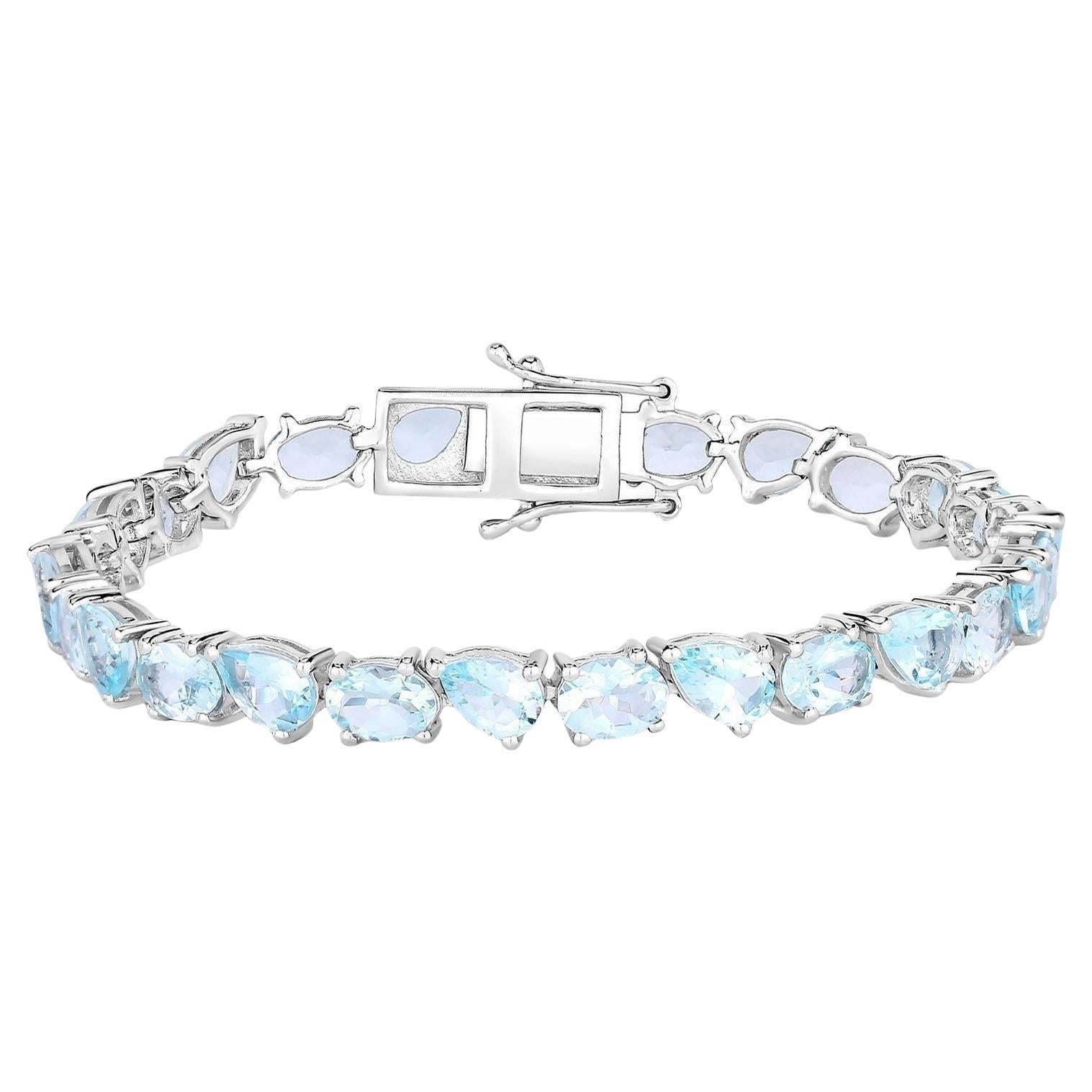Bracciale tennis con acquamarina 16.1 carati in argento sterling