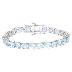 Aquamarine Tennis Bracelet 16.1 Carats Sterling Silver