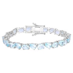 Bracelet de tennis en aigue-marine 16.1 carats en argent sterling