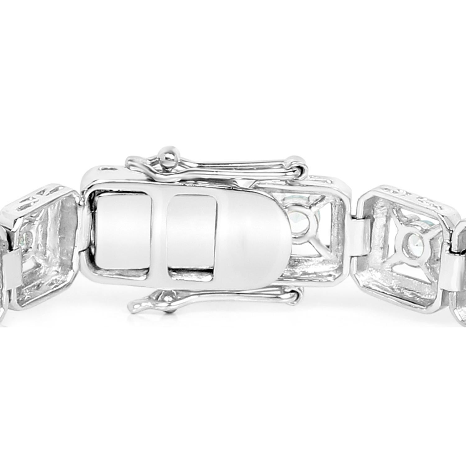 Pulsera de tenis de aguamarina 4,4 quilates Plata Corte mixto en venta