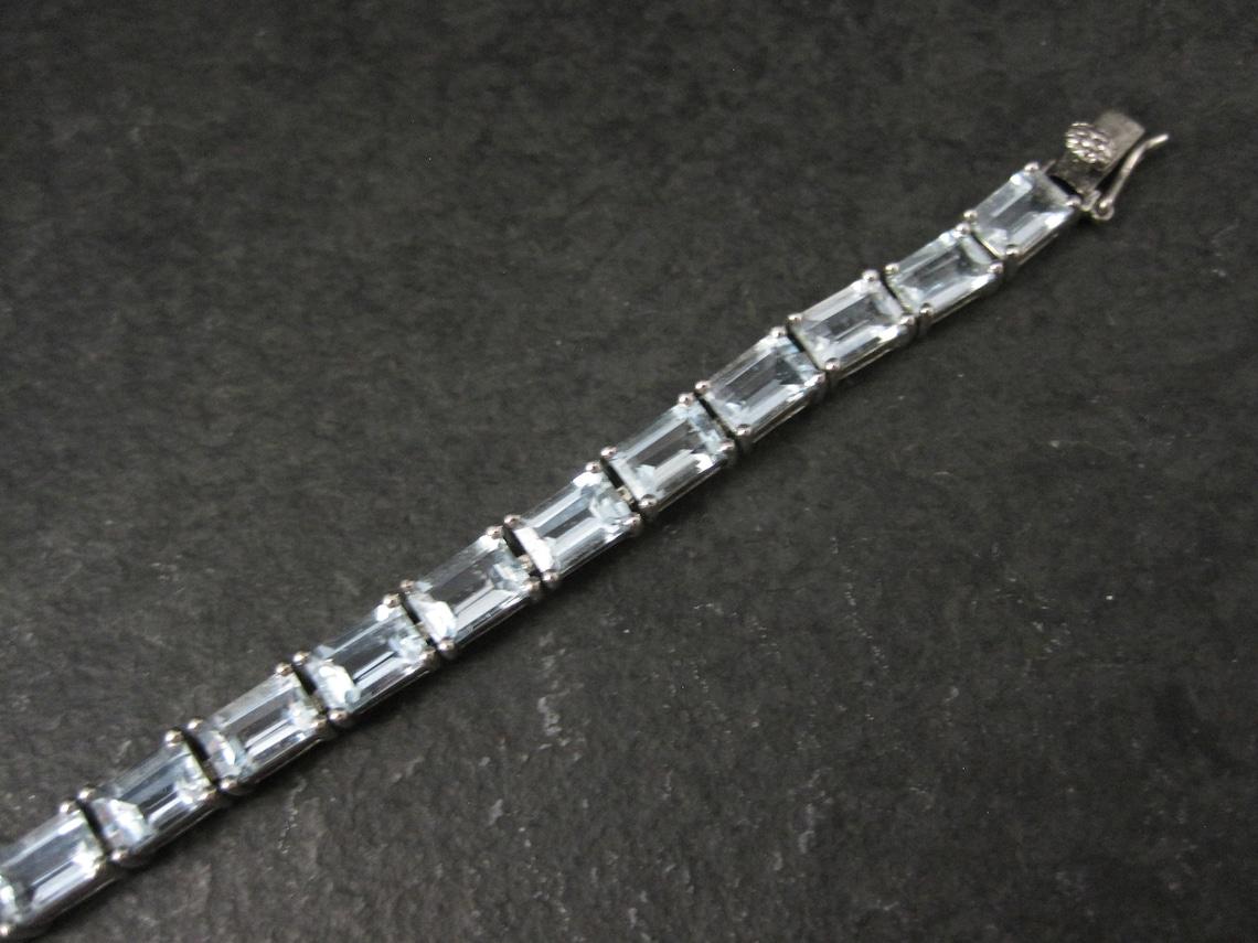 Aquamarine Tennis Bracelet 7 Inches Sterling Silver For Sale 9