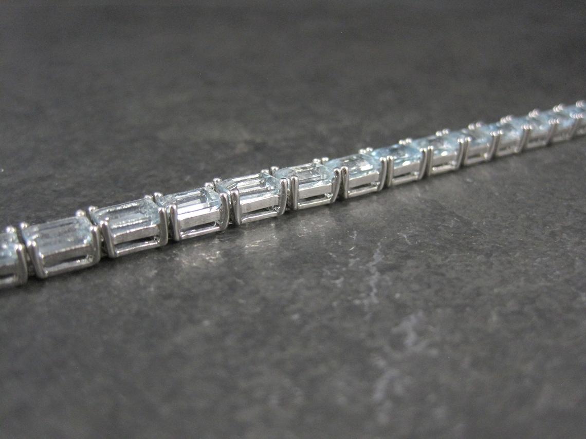 14,8 Karat Aquamarin-Tennisarmband 7 Zoll Sterlingsilber Neu Old Stock 1