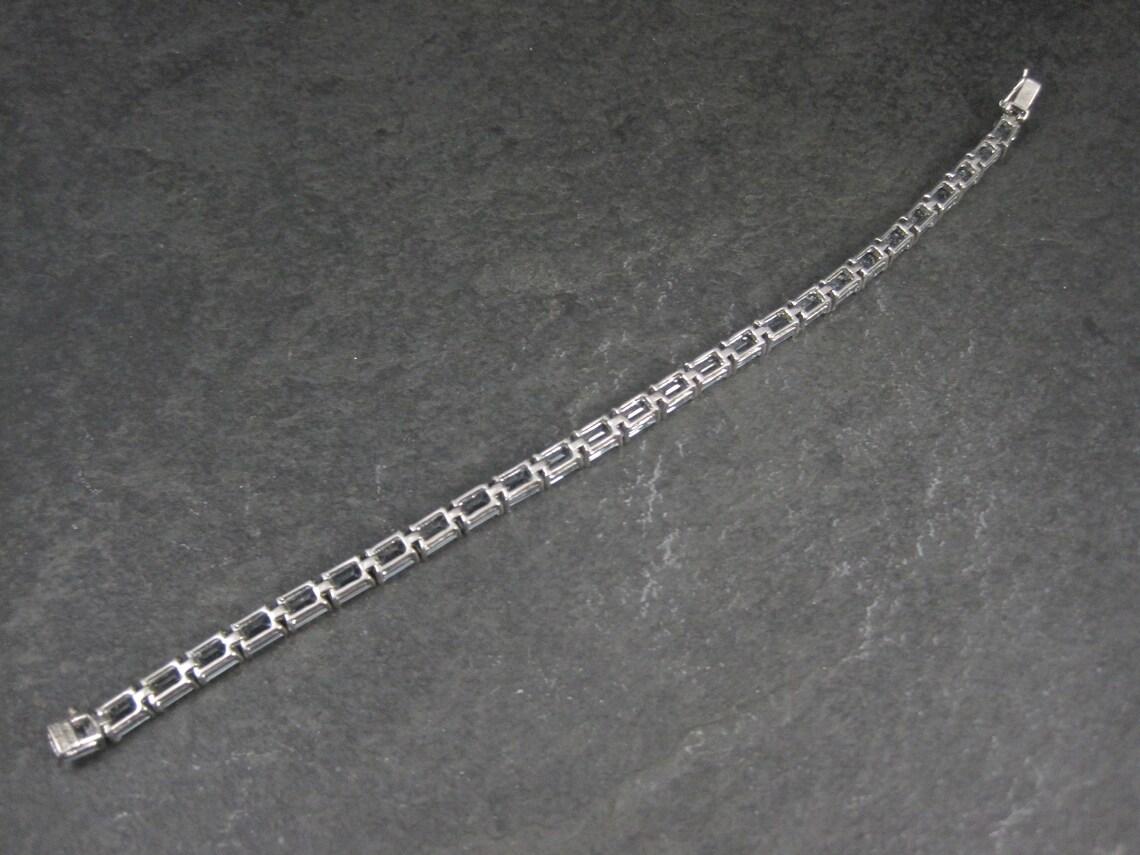 14,8 Karat Aquamarin-Tennisarmband 7 Zoll Sterlingsilber Neu Old Stock 2