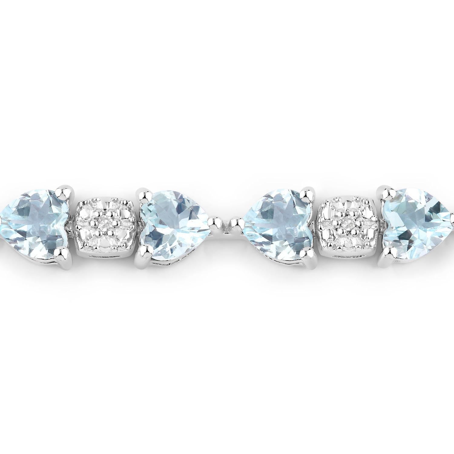 Contemporary Aquamarine Tennis Bracelet Diamonds 7.35 Carats Sterling Silver For Sale