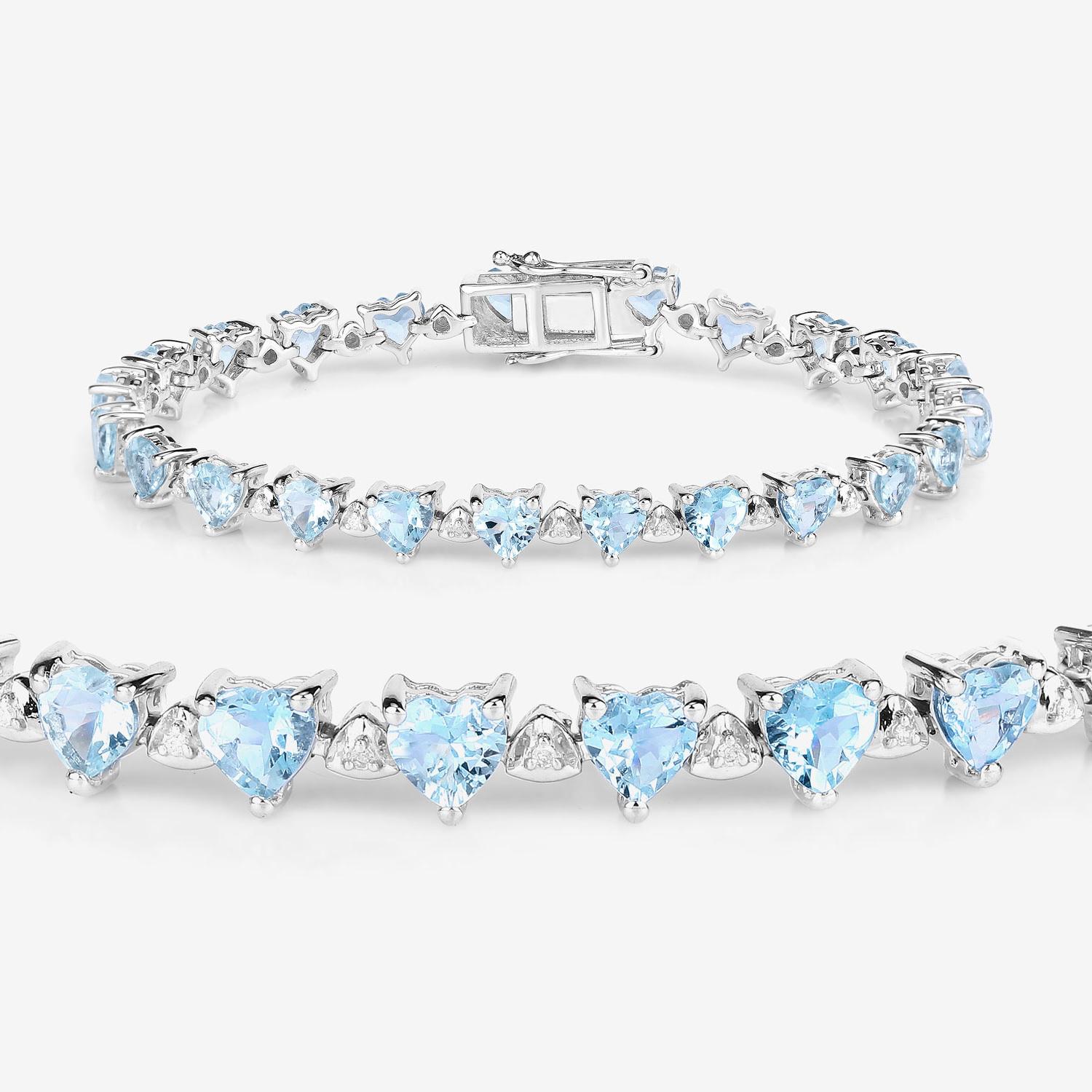 Pulsera de tenis de aguamarina Diamantes blancos 7,7 quilates Plata Contemporáneo en venta