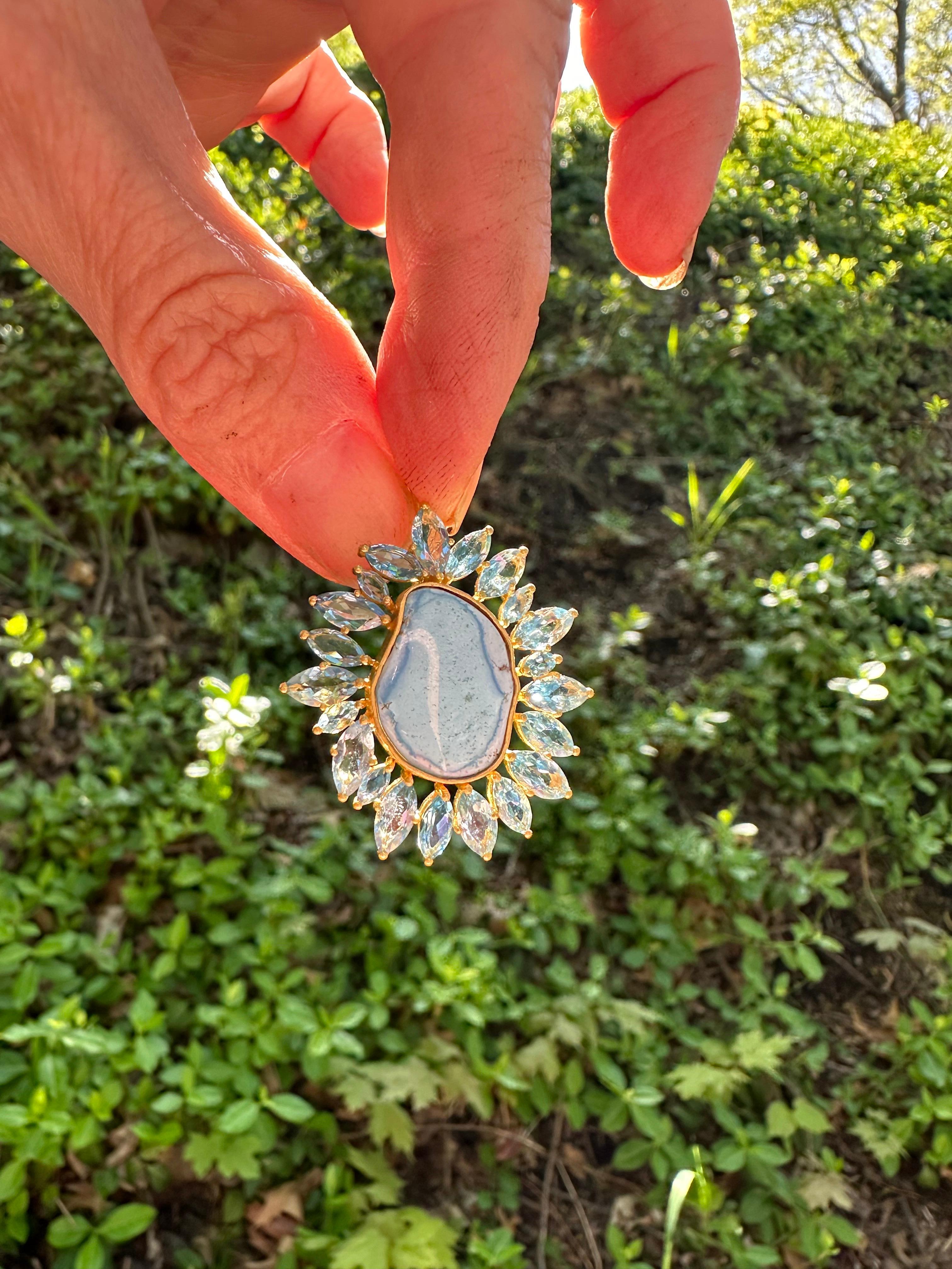 Marquise Cut Aquamarine Turquoise Sunburst Earrings in 18kt Gold by Lauren Harper For Sale
